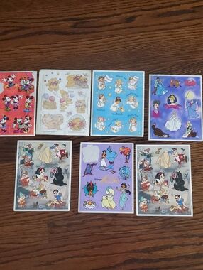 Vintage Disney Sticker Sheets - Mixed Characters - Multicolor